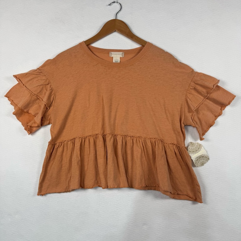 Altar'd State Women's Large Orange Oversized Cotton Boxy Tee NWT $55 H2